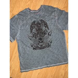 Harley Davidson T Shirt XL Gray Skull Graphic HDMC Y2K Vibes